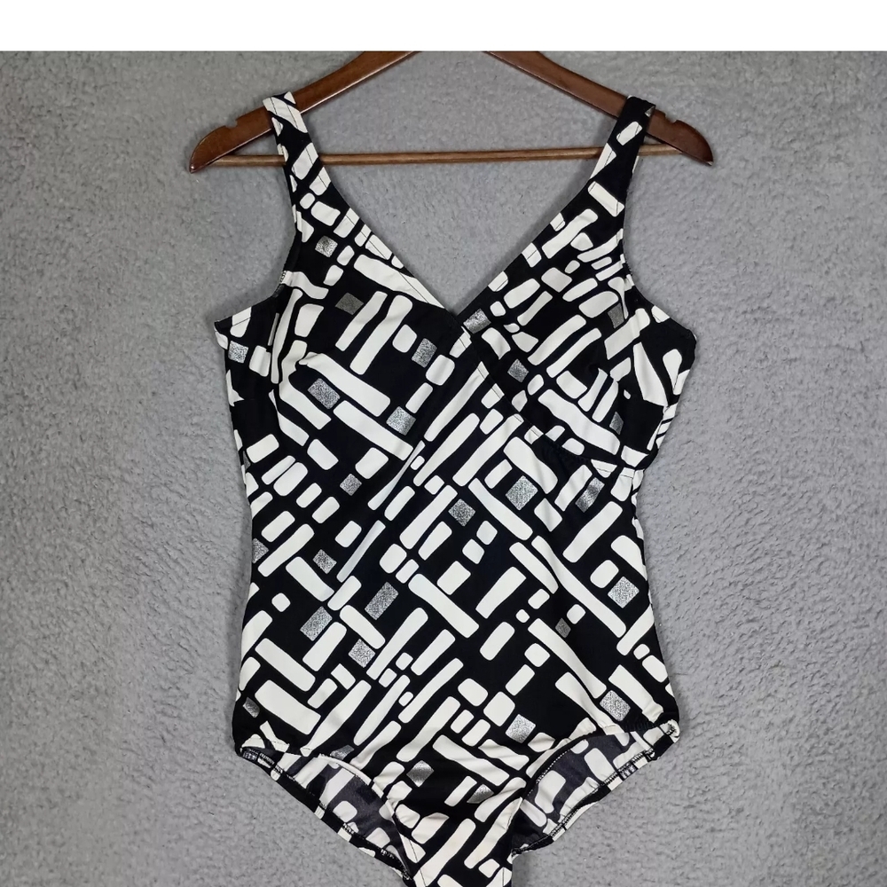 Miraclesuit Black and White Geometric One Piece